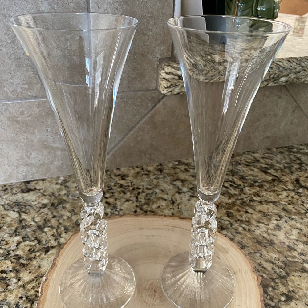 2000 Champagne Fluted Crystal Glass Vintage Millennium Cristal d’Arques France